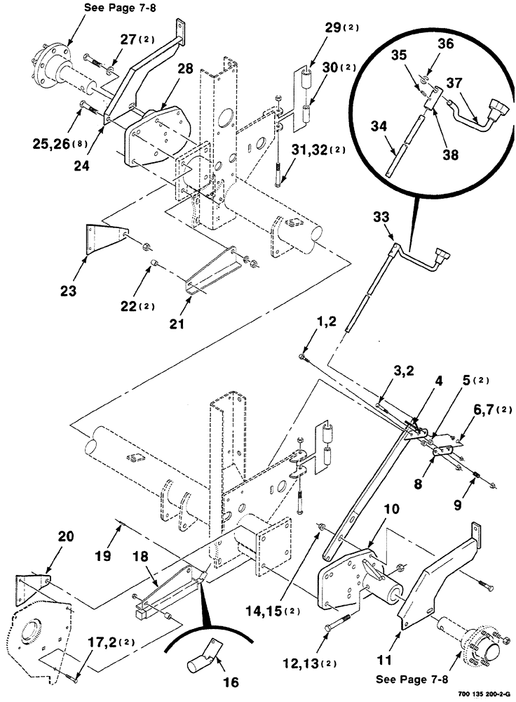 Схема запчастей Case IH RS561A - (7-006) - MAINFRAME, AXLE AND PICKUP CRANK ASSEMBLIES (12) - MAIN FRAME
