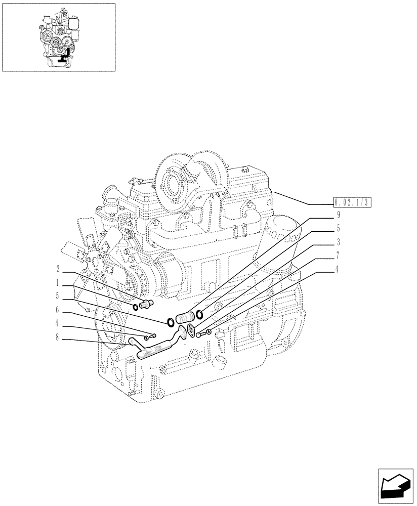 Схема запчастей Case IH JX95 - (0.30.5/03) - PIPING ENGINE OIL (01) - ENGINE