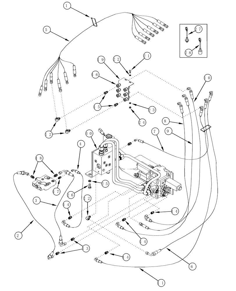 Схема запчастей Case IH L655 - (08-23) - HYDRAULICS EXTERNAL VALVE 3 Function With Self Leveling (08) - HYDRAULICS