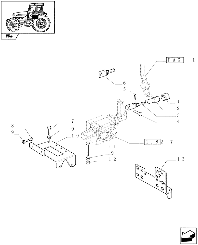 Схема запчастей Case IH FARMALL 95U - (1.96.2[02]) - DOUBLE EFFECT DISTRIBUTOR - TIE-RODS (10) - OPERATORS PLATFORM/CAB