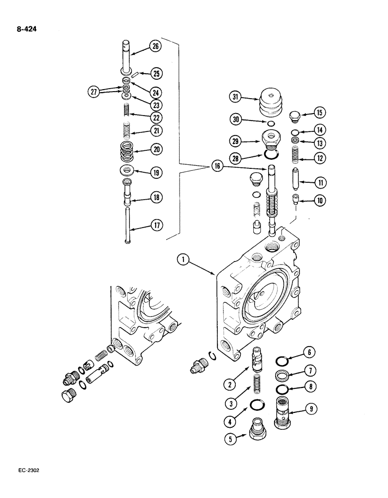 Схема запчастей Case IH 585 - (8-424) - MULTIPLE CONTROL VALVE (08) - HYDRAULICS