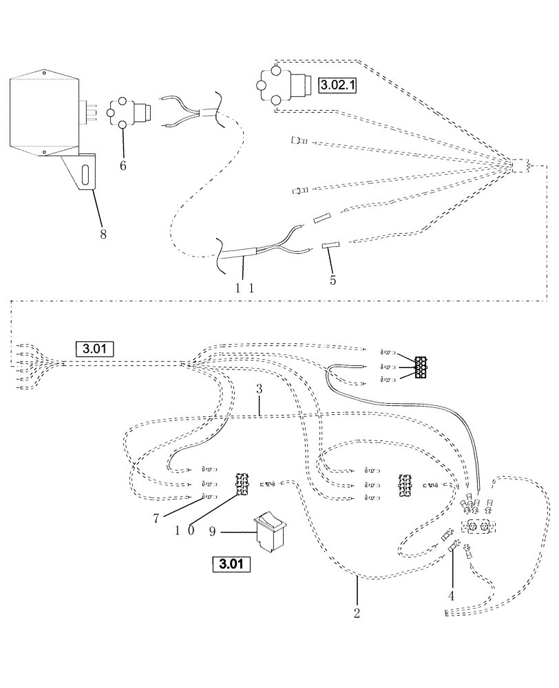 Схема запчастей Case IH DHX211 - (3.02[2]) - ELECTRICAL ADAPTION, HEADER, CANVAS SPEED, WDX901, 1101 & 1701 (06) - ELECTRICAL