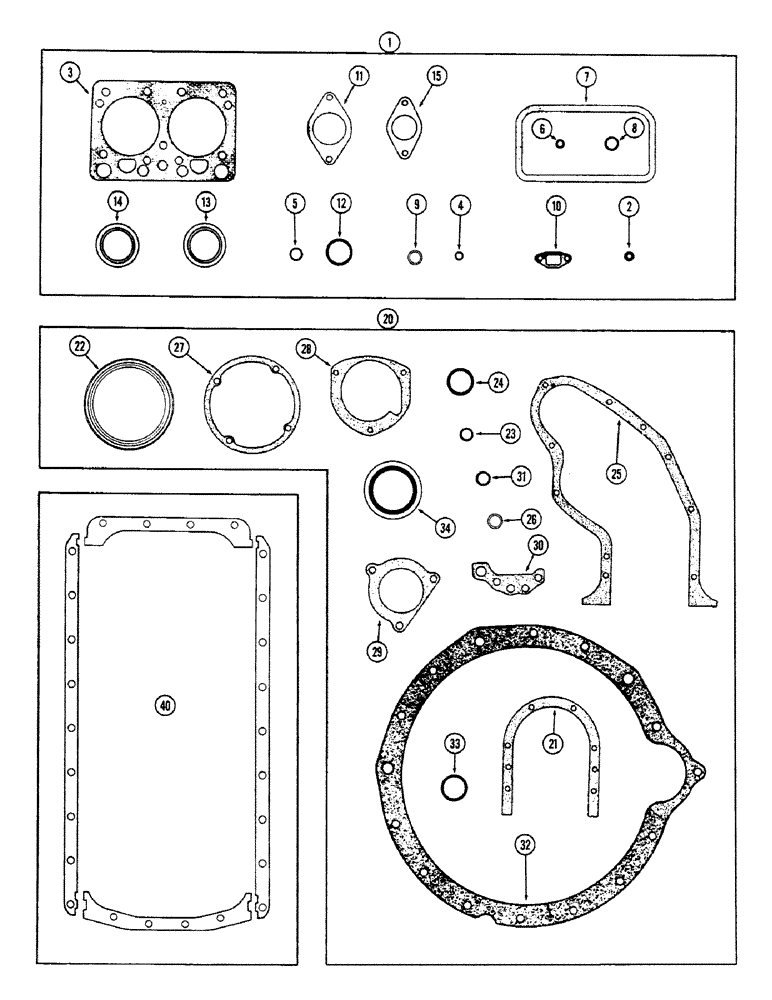 Схема запчастей Case IH 1010 - (412) - ENGINE GASKET KITS, 284 SPARK IGNITION ENGINE, VALVE GRIND GASKET KITS (10) - ENGINE