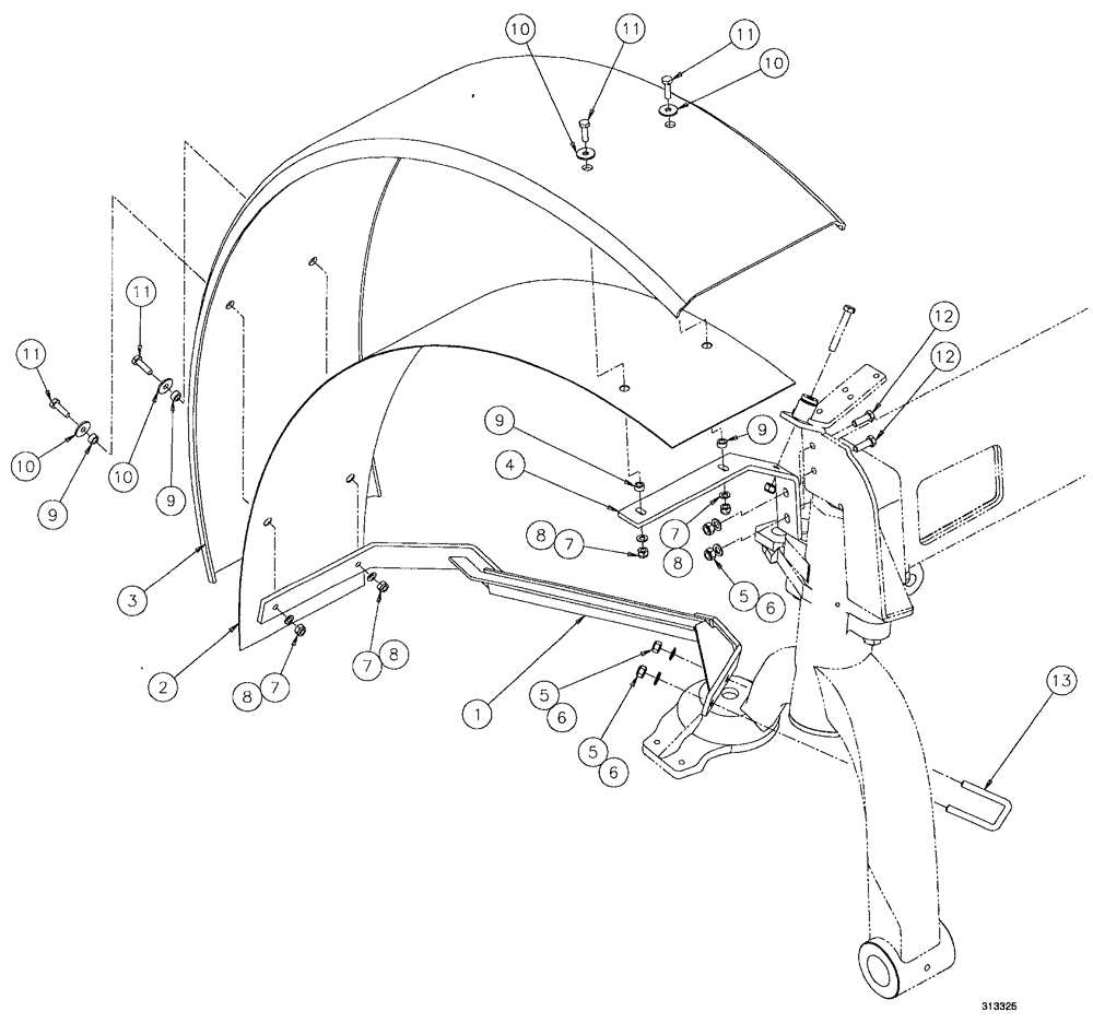 Схема запчастей Case IH SPX4260 - (284) - FENDER GROUP - RH, LH (90) - PLATFORM, CAB, BODYWORK AND DECALS