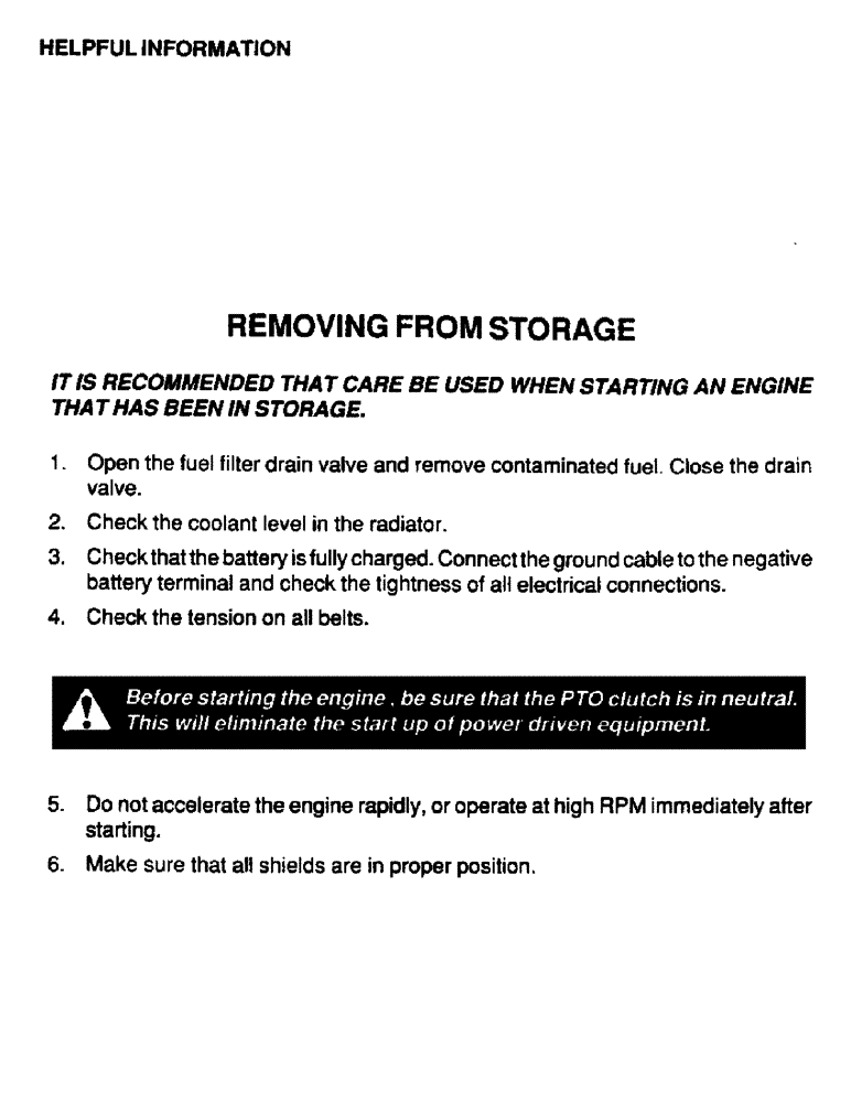 Схема запчастей Case IH 6590TA - (046) - HELPFUL INFORMATION, REMOVING FROM STORAGE 