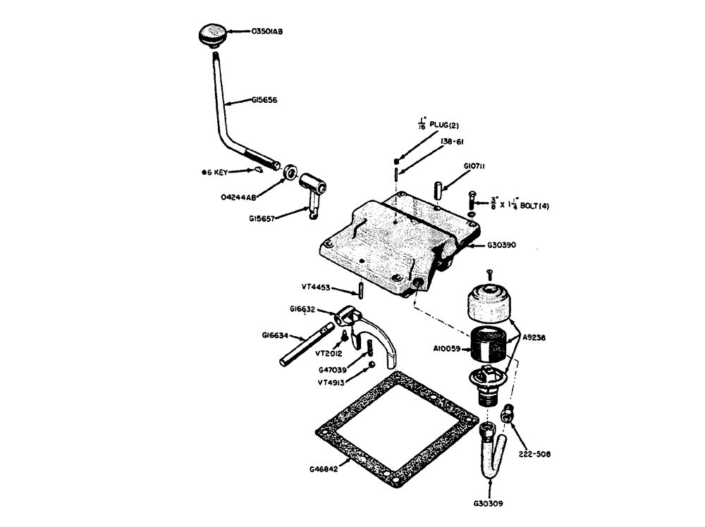 Схема запчастей Case IH 630 - (068) - DUAL RANGE CONTROL COVER (CASE-O-MATIC DRIVE ONLY) (06) - POWER TRAIN