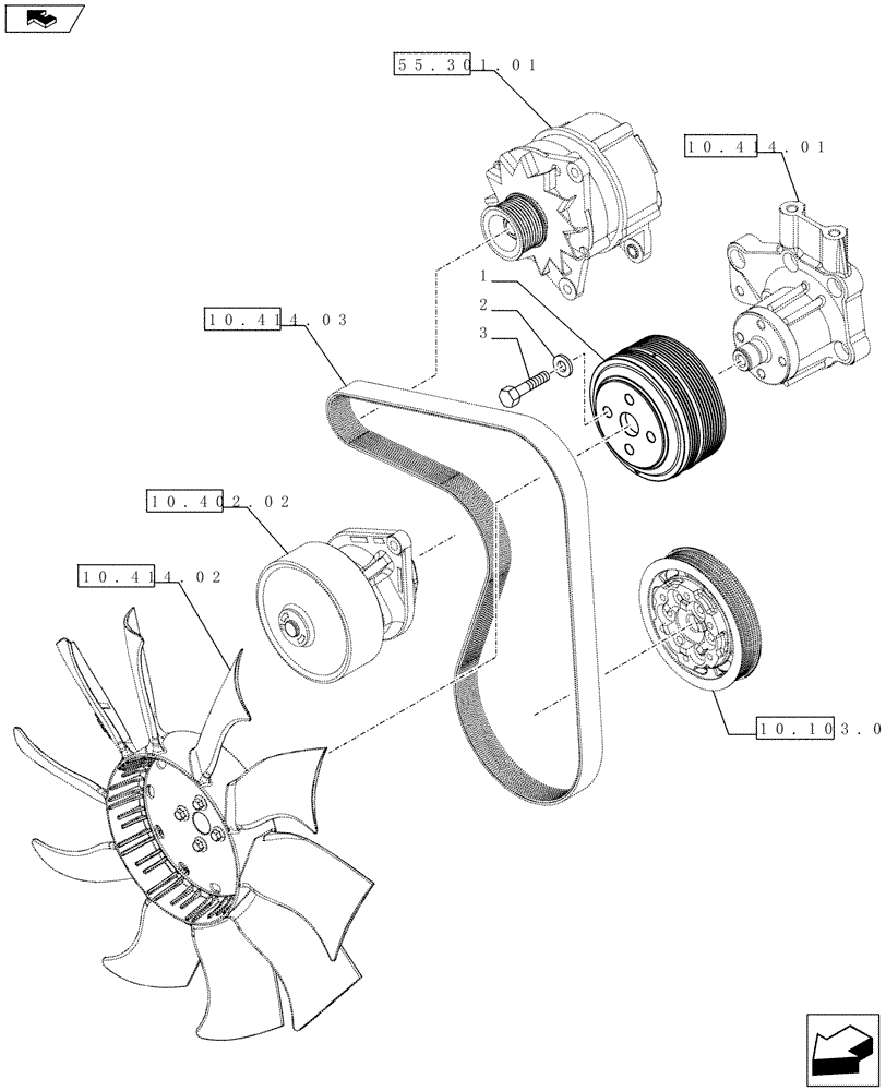 Схема запчастей Case IH FARMALL 65C - (10.414.04) - PULLEY (10) - ENGINE