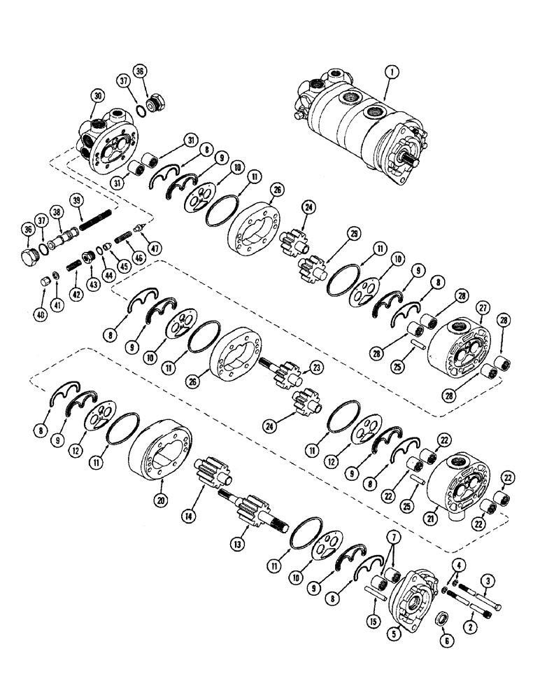 Схема запчастей Case IH 2470 - (203A) - A75475 HYDRAULIC PUMP, USED PRIOR TO TRANSMISSION SERIAL NO. 2429430 (08) - HYDRAULICS