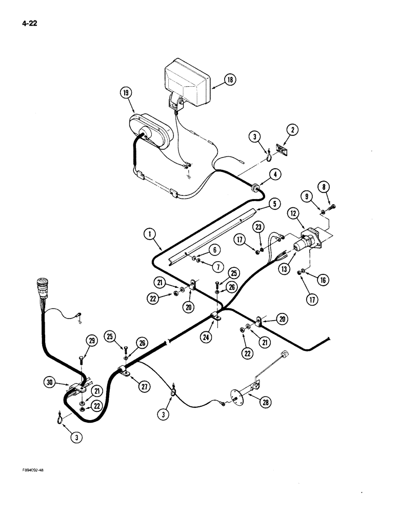 Схема запчастей Case IH 9150 - (4-22) - REAR FRAME HARNESS (04) - ELECTRICAL SYSTEMS