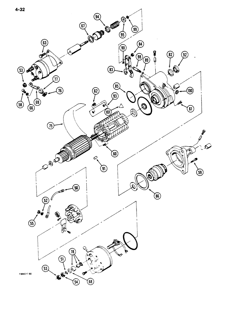 Схема запчастей Case IH 9170 - (4-32) - STARTER ASSEMBLY, (CONT) (04) - ELECTRICAL SYSTEMS
