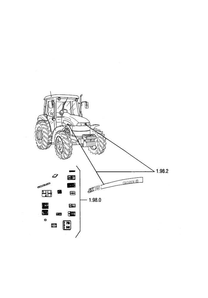Схема запчастей Case IH JX75 - (SEC. 13) - DECALS (00) - GENERAL