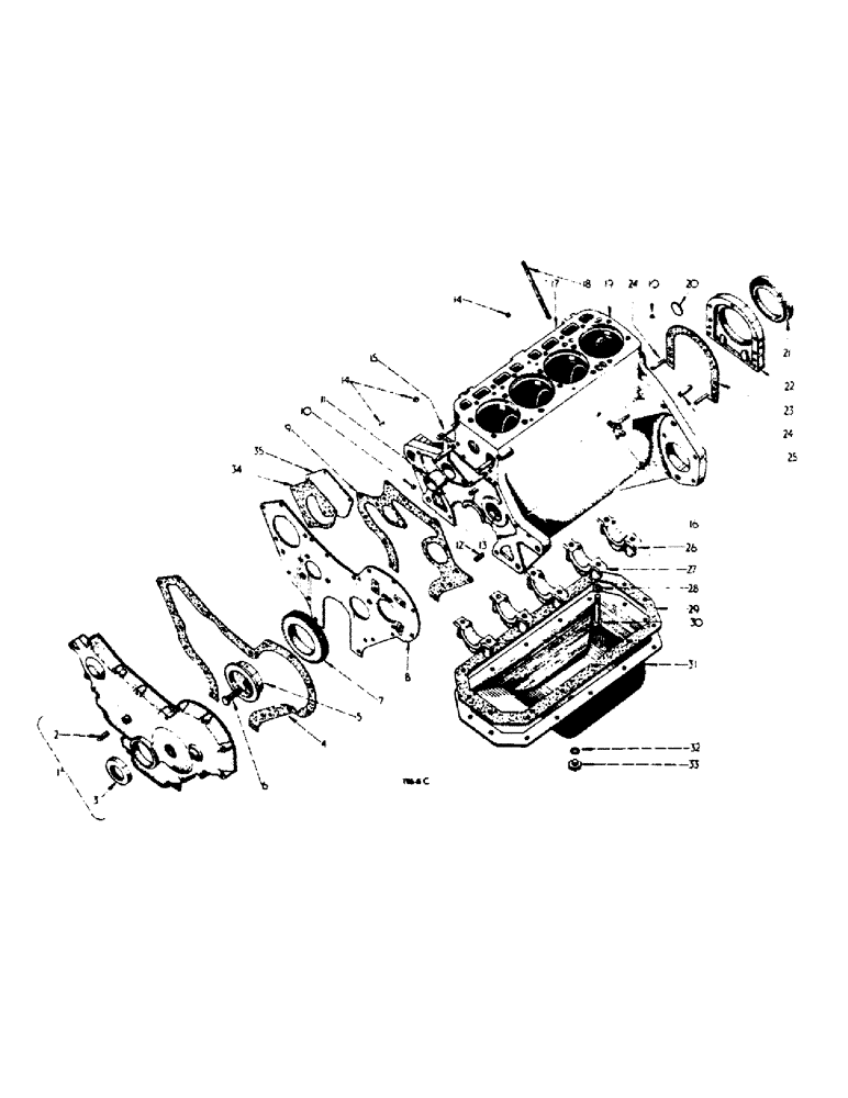 Схема запчастей Case IH 2350 - (2-06) - CRANKCASE, FRONT COVER AND OIL PAN (02) - ENGINE