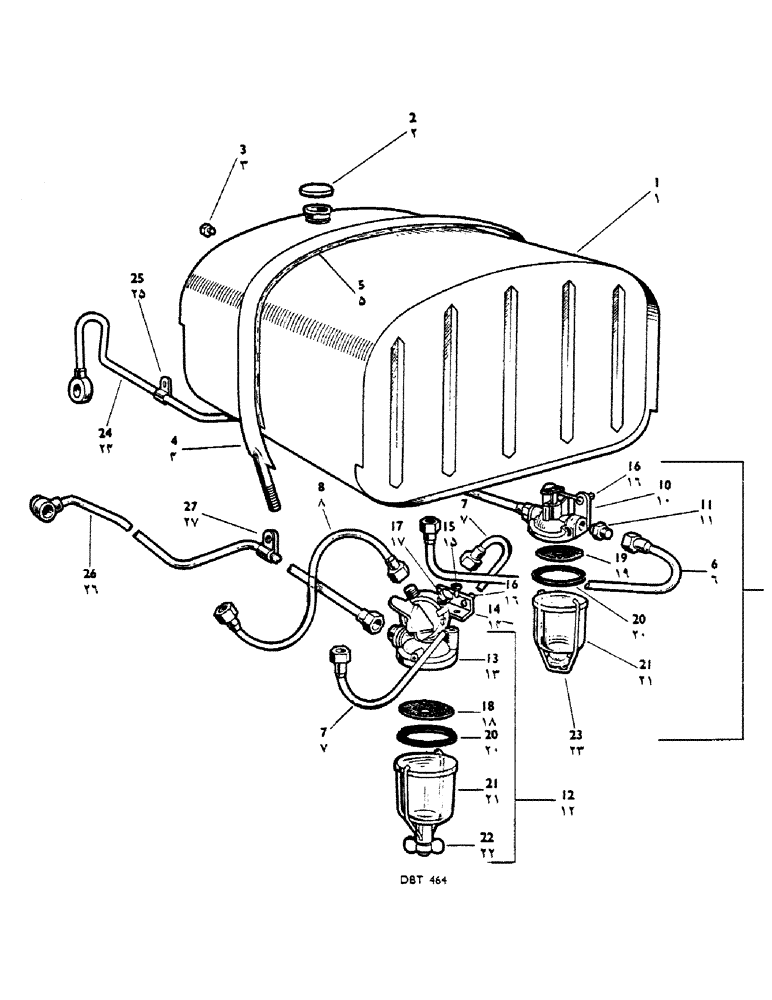 Схема запчастей Case IH 950 - (076) - FUEL TANK, FUEL TAP AND PIPES (03) - FUEL SYSTEM