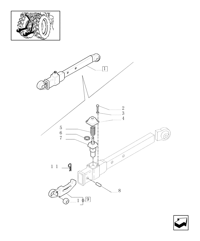 Схема запчастей Case IH JX1095C - (1.89.6/03A) - FLEXIBLE LINK ENDS AND TERMINAL (09) - IMPLEMENT LIFT