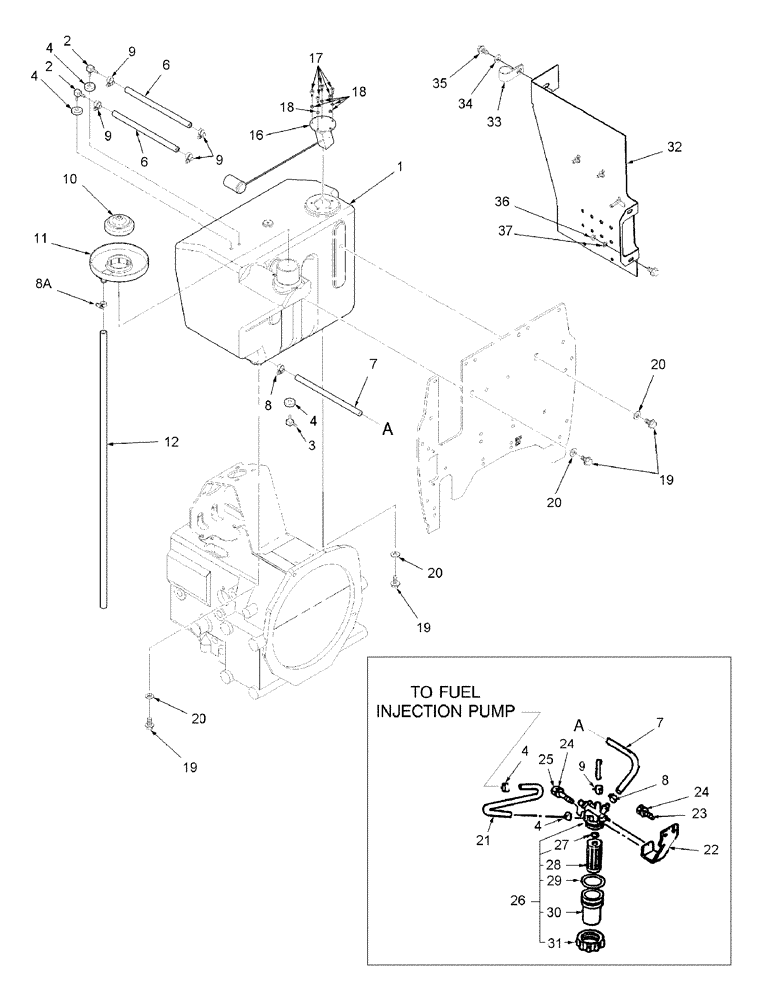 Схема запчастей Case IH DX35 - (02.02) - FUEL TANK & RELATED PARTS (02) - ENGINE EQUIPMENT