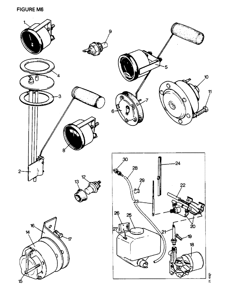 Схема запчастей Case IH 1412 - (M6-1) - ELECTRICAL EQUIPMENT, GAUGES, HORN, WIPER AND TRAILER PLUG (06) - ELECTRICAL SYSTEMS