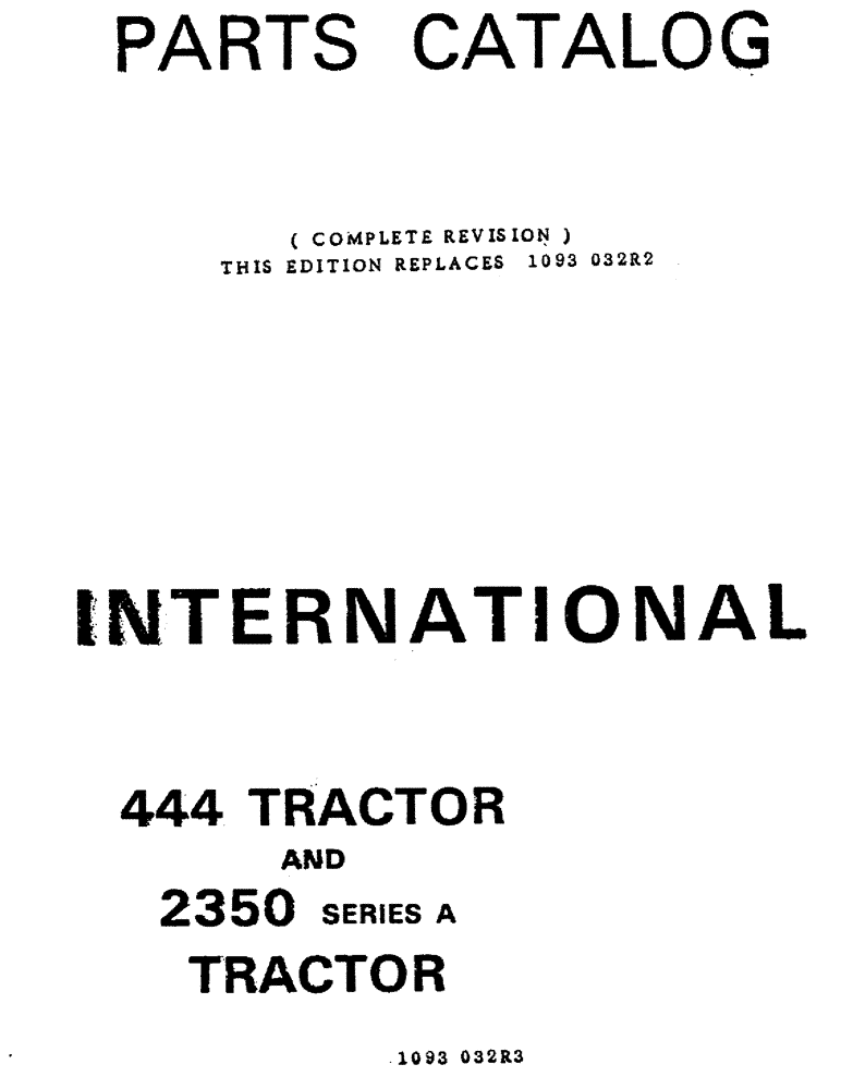 Схема запчастей Case IH 444 - (1-01) - PARTS CATALOG (00) - PICTORIAL INDEX