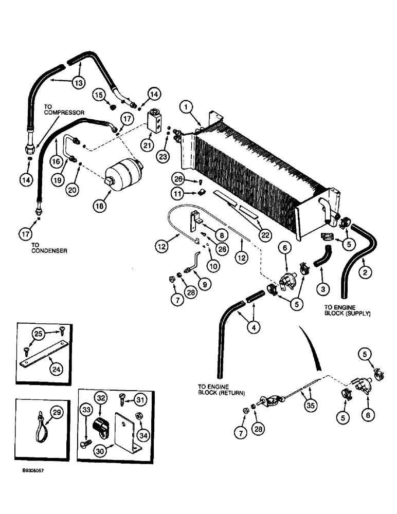 Схема запчастей Case IH 2055 - (9E-30) - HEATER AND AIR CONDITIONING, CAB CONNECTIONS (10) - CAB & AIR CONDITIONING