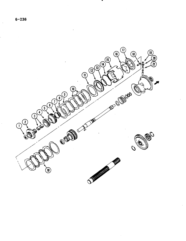 Схема запчастей Case IH 485 - (6-236) - TWO SPEED POWER SHIFT, P.I.N. 18001 AND AFTER (06) - POWER TRAIN