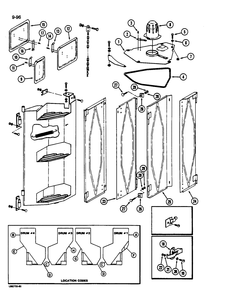 Схема запчастей Case IH 1844 - (9-096) - DOOR, COVER AND STEP, 1844 COTTON PICKER (13) - PICKING SYSTEM