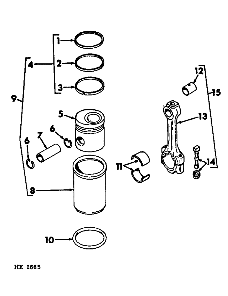 Схема запчастей Case IH 275 - (D-09) - D206 DIESEL ENGINE, CONNECTING RODS AND PISTONS, ENGINE SERIAL NUMBER DF2D020070 AND SINCE (01) - ENGINE