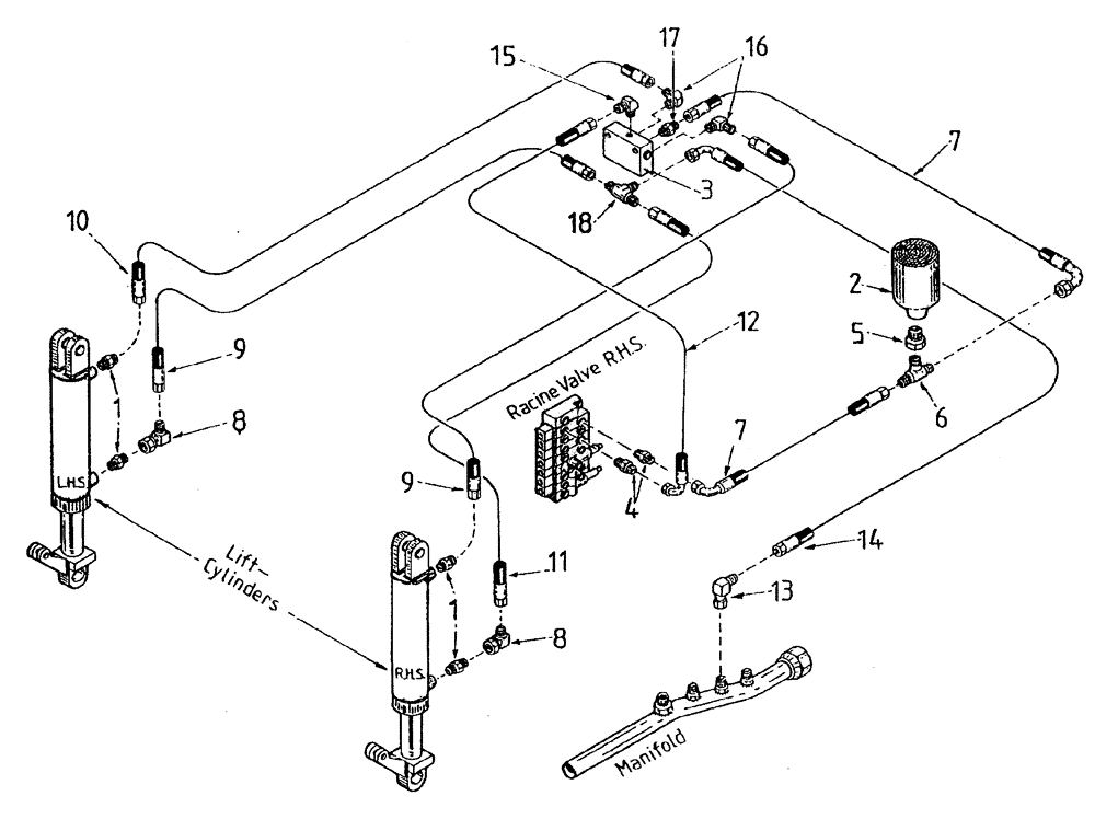 Схема запчастей Case IH 7700 - (B05[68]) - HYDRAULIC CIRCUIT, LIFT CYLINDER, WITH COUNTERBALANCE VALVE Hydraulic Components & Circuits