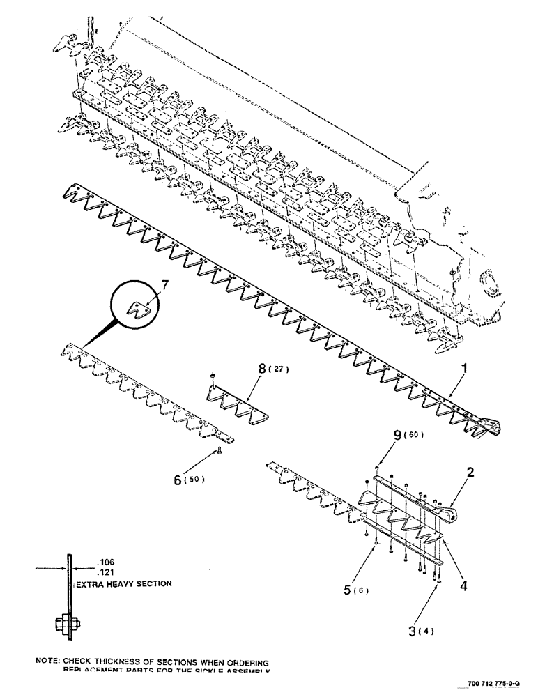 Схема запчастей Case IH 8320 - (3-14) - SICKLE, BOLT ON SECTIONS, ASSEMBLY, MODEL 8320 ONLY, EXTRA HEAVY DUTY (09) - CHASSIS