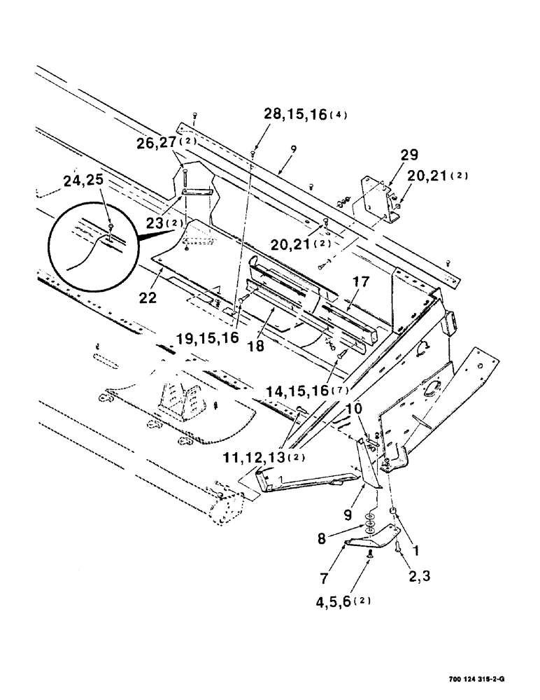 Схема запчастей Case IH 8380 - (7-22) - HEADER ASSEMBLY, LEFT (09) - CHASSIS