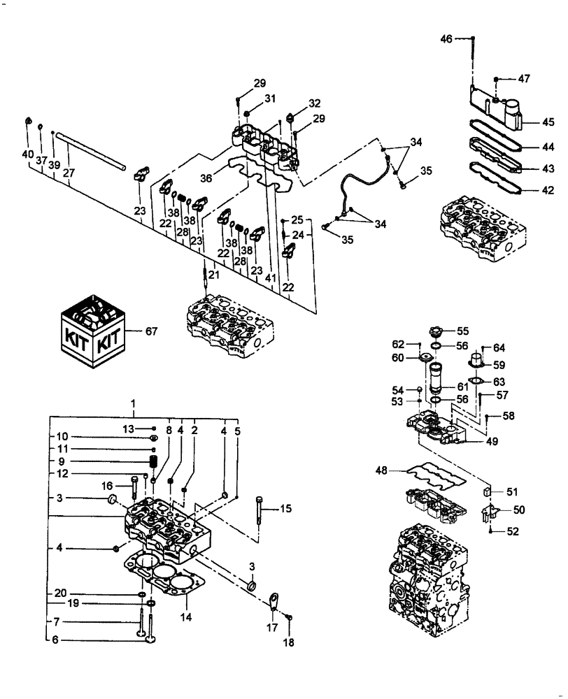 Схема запчастей Case IH DX23 - (01.06) - CYLINDER HEAD, ROCKER ARM, HEAD COVER & INTAKE MANIFOLD (01) - ENGINE