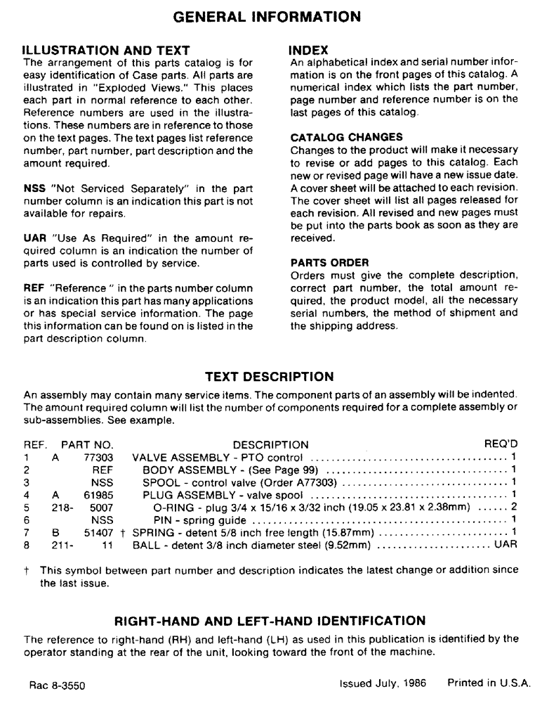 Схема запчастей Case IH 3650 - (01-2) - GENERAL INFORMATION 