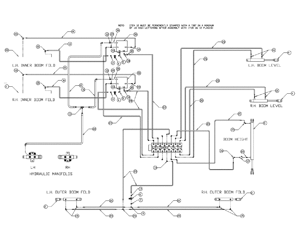 Схема запчастей Case IH PATRIOT WT - (06-007) - HYDRAULIC PLUMBING - 90 BOOM Hydraulic Plumbing