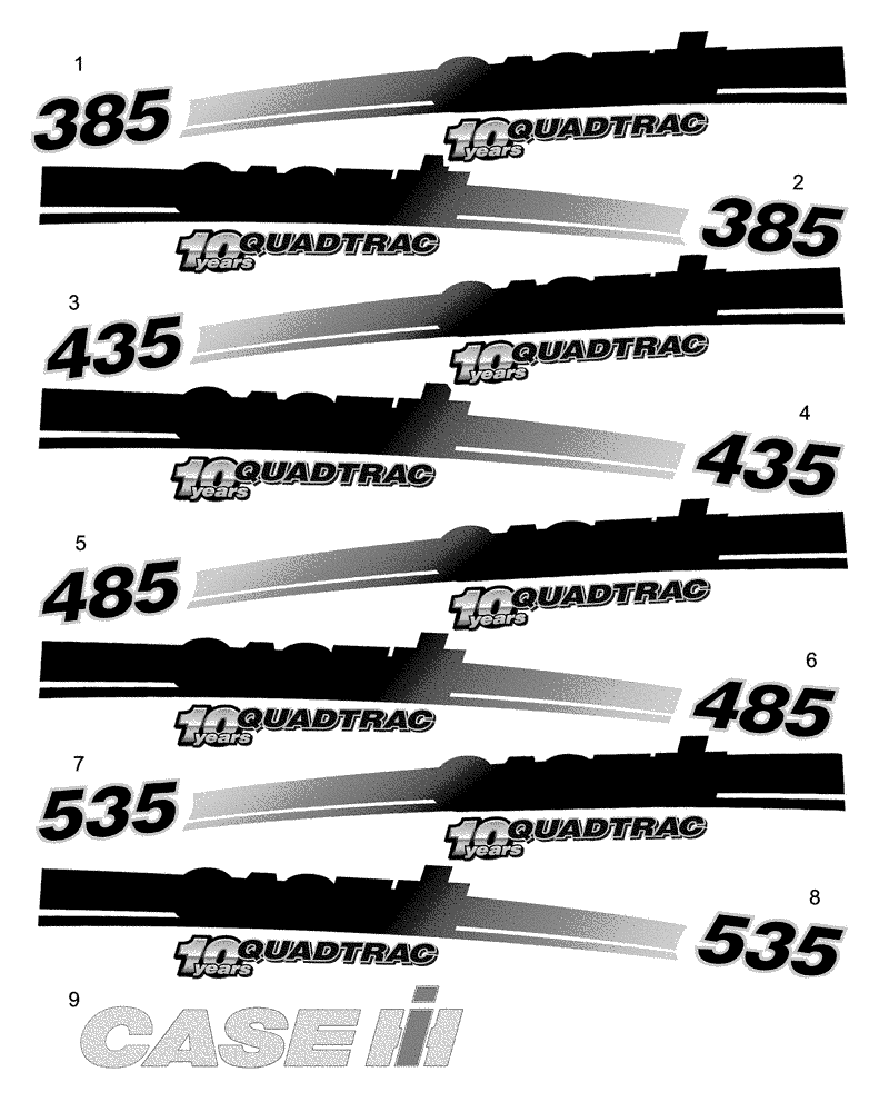 Схема запчастей Case IH STEIGER 435 - (09-66) - DECALS, HOOD, QUADTRAC TRACTOR, BSN Z8F111501 (09) - CHASSIS
