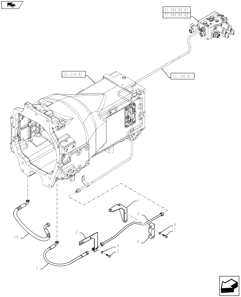 Схема запчастей Case IH PUMA 145 - (25.102.18) - DIFFERENTIAL LOCK LINES - 4WD FRONT AXLE (25) - FRONT AXLE SYSTEM