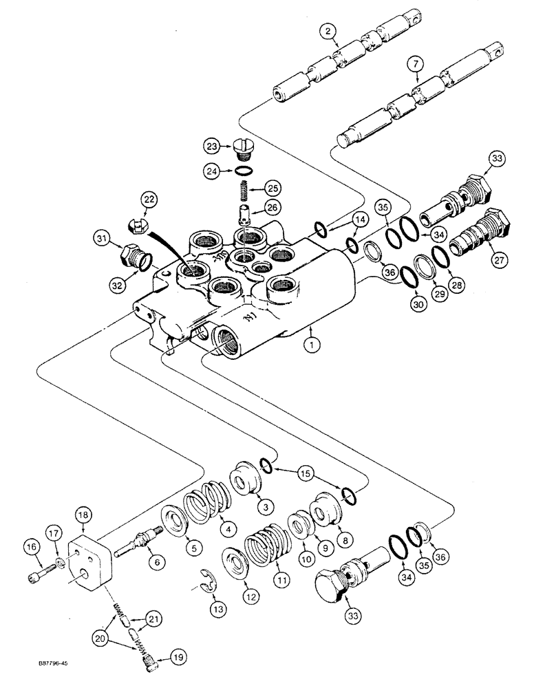 Схема запчастей Case IH 1818 - (8-186) - LOADER CONTROL VALVE (08) - HYDRAULICS
