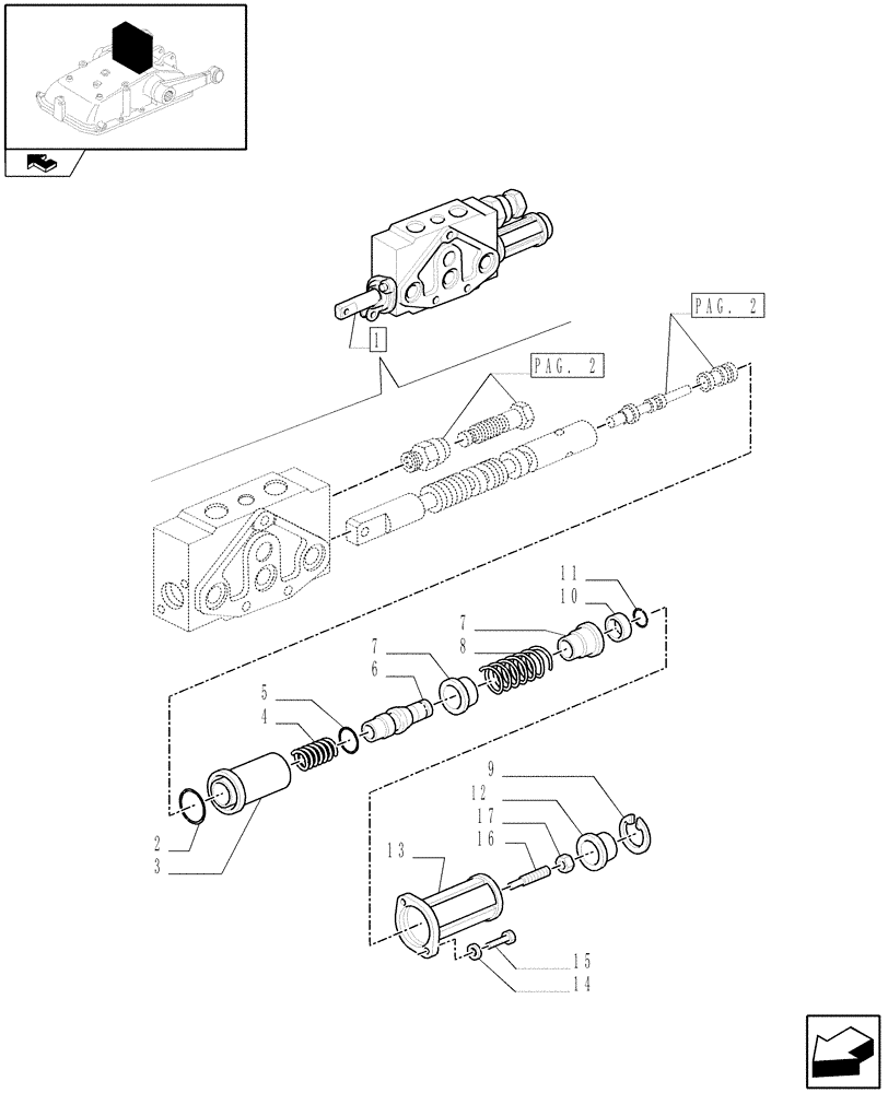 Схема запчастей Case IH FARMALL 95C - (1.82.7/ A[03]) - SIMPLE DOUBLE EFFECT DISTRIBUTOR WITH AUTOMATIC CUTOUT - BREAKDOWN (07) - HYDRAULIC SYSTEM