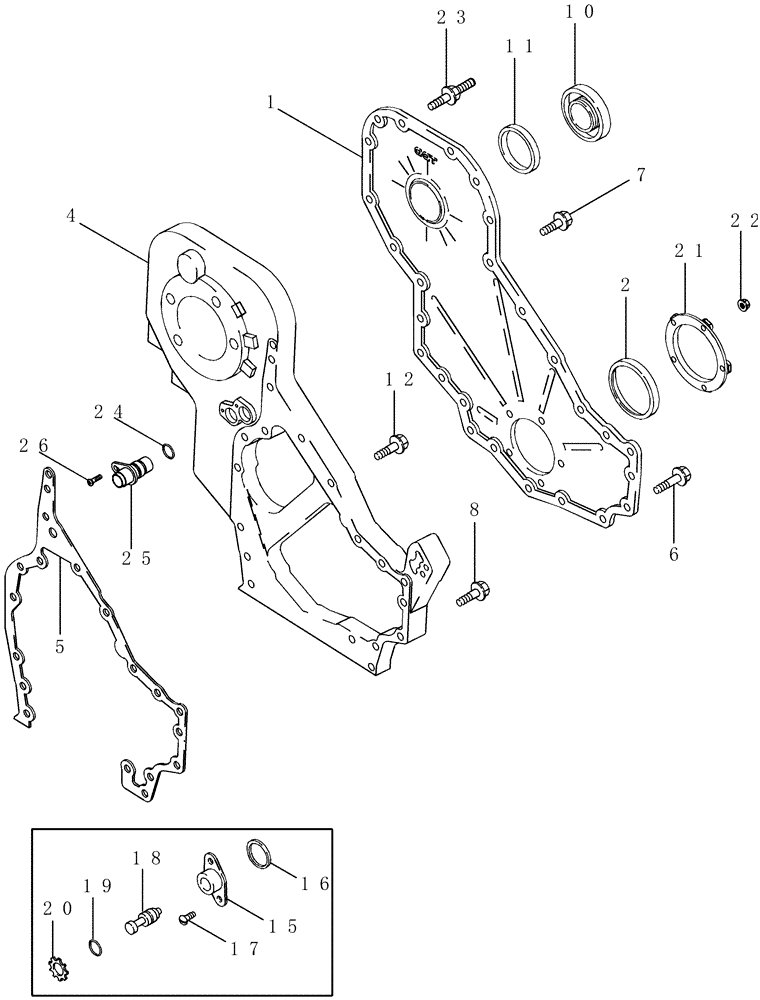 Схема запчастей Case IH MX305 - (02-12) - FRONT GEAR COVER (02) - ENGINE