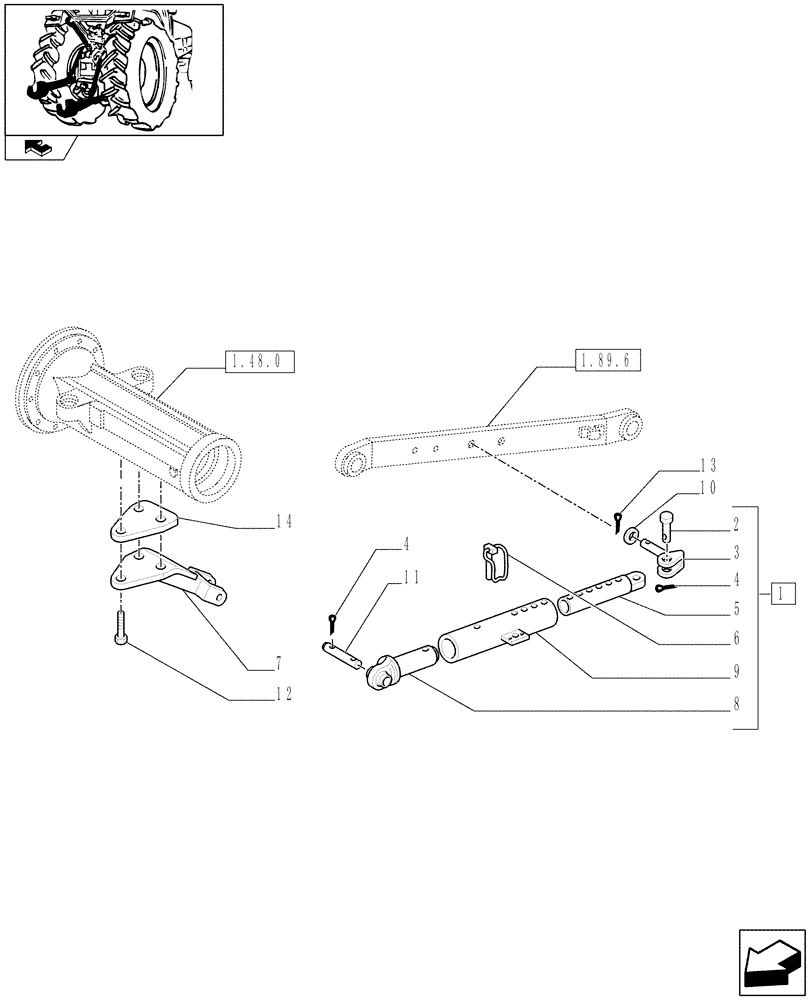 Схема запчастей Case IH FARMALL 95U - (1.89.9) - SUPPORT & STABILIZER SPRAG (09) - IMPLEMENT LIFT