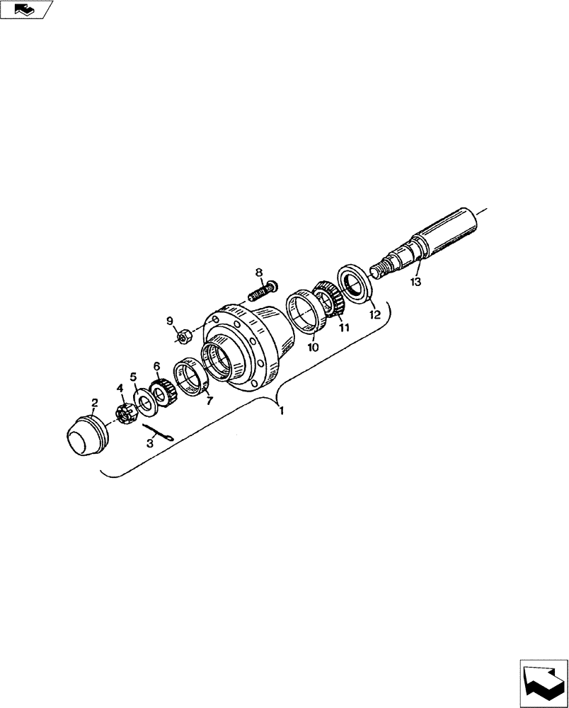 Схема запчастей Case IH TIGER-TWO - (44.100.03) - 819 HUB & SPINDLE ASSY (44) - WHEELS
