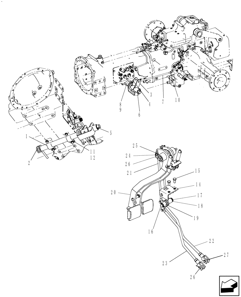 Схема запчастей Case IH FARMALL 50 - (03.54) - DUAL PEDAL BRAKE LINKAGE (03) - TRANSMISSION