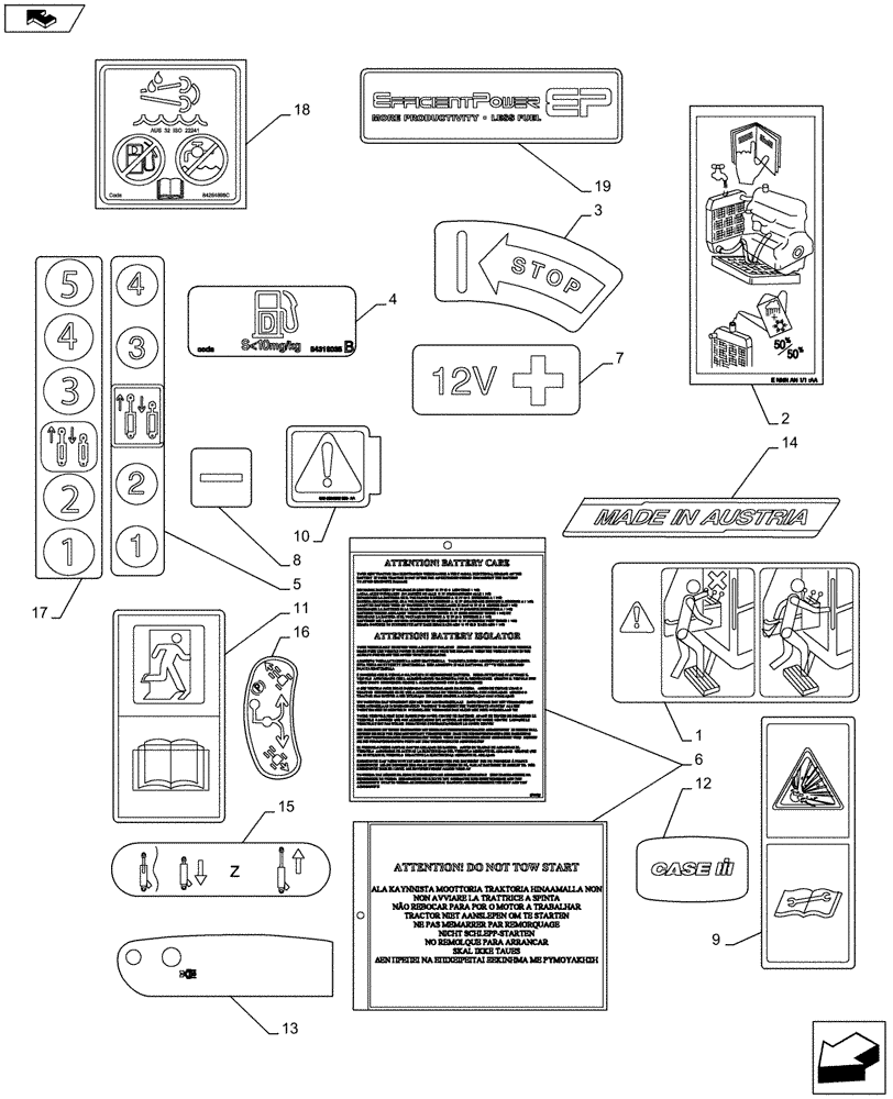 Схема запчастей Case IH PUMA 160 - (90.108.02) - DECALS (90) - PLATFORM, CAB, BODYWORK AND DECALS