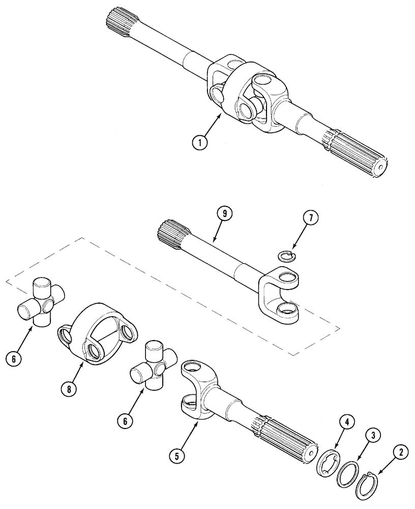 Схема запчастей Case IH C50 - (05-15) - DRIVE SHAFT, 4WD (05) - STEERING