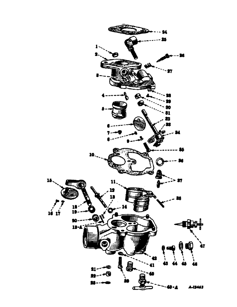 Схема запчастей Case IH FARMALL B - (029) - ENGINE, CARBURETOR, ZENITH MODEL 161 X 7 (01) - ENGINE
