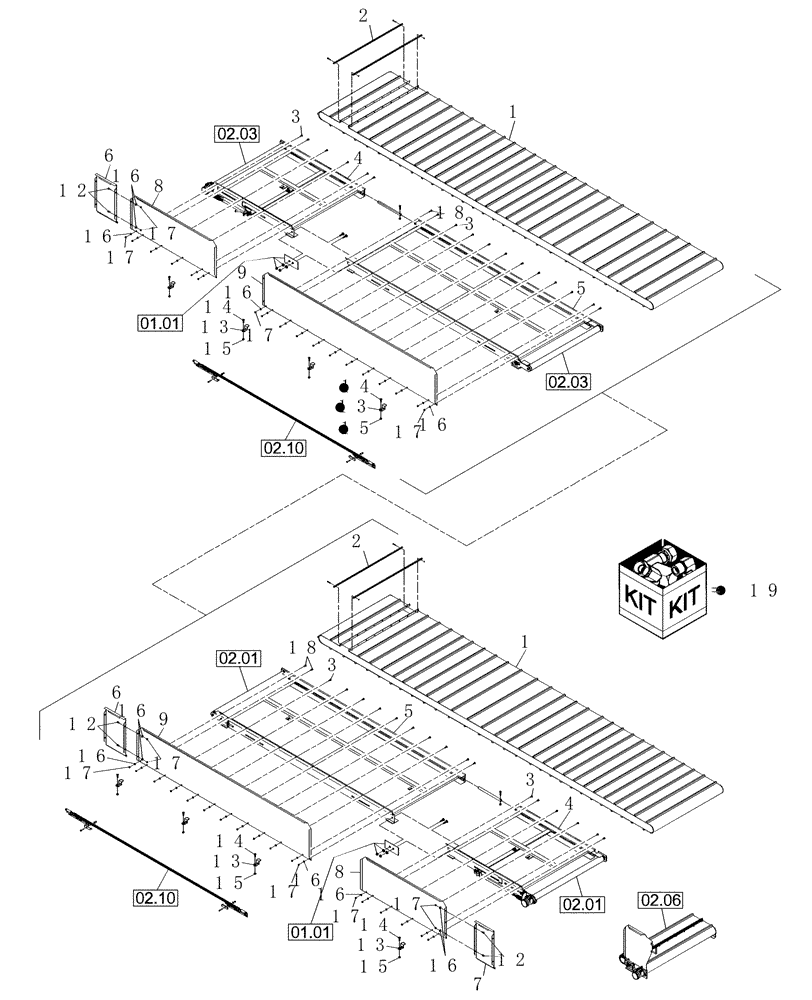 Схема запчастей Case IH DHX301 - (2.04[2.1]) - CANVAS DECK, 25 & 30 FT, CENTER DOUBLE; PRIOR TO PIN K01 2003 (12) - MAIN FRAME