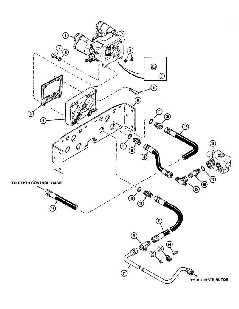 Схема запчастей Case IH 2870 - (272) - REMOTE HYDRAULIC VALVE CIRCUITRY, WITH SINGLE DUAL CONTROL VALVE (08) - HYDRAULICS