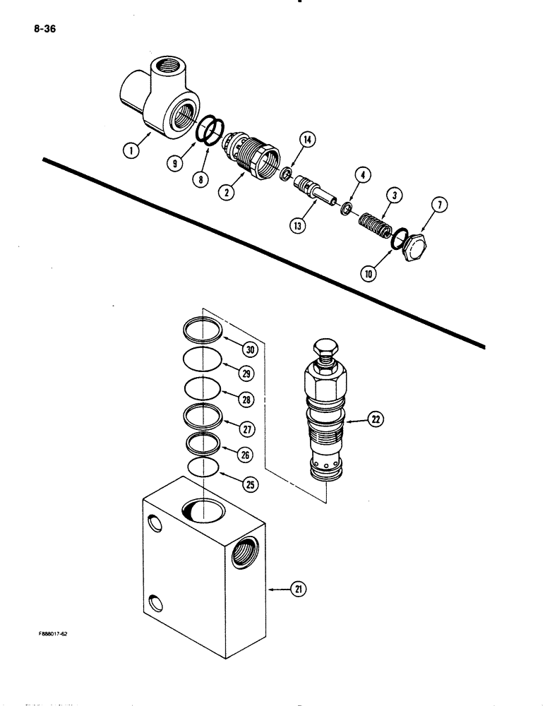 Схема запчастей Case IH 9110 - (8-36) - HYDRAULIC RELIEF VALVE, HYDRAULIC PRESSURE REDUCING VALVE (08) - HYDRAULICS