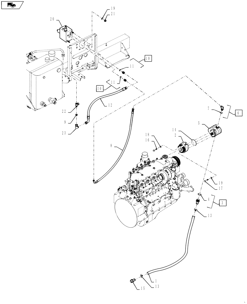 Схема запчастей Case IH WD1903 - (07.10[3]) - AUXILIARY DRIVE, HYD MERGER, ENGINE MOUNTED - TIER III (07) - HYDRAULICS
