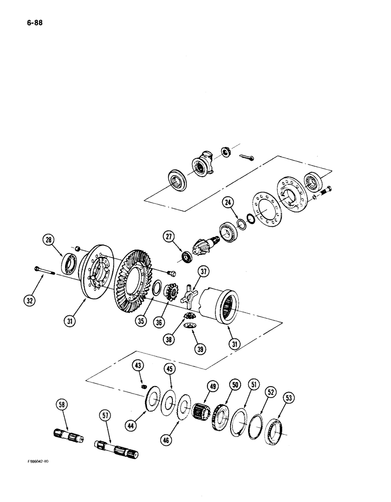 Схема запчастей Case IH 9150 - (6-088) - AXLE ASSEMBLY, DIFFERENTIAL, K592 BAR AXLE, (CONT) (06) - POWER TRAIN