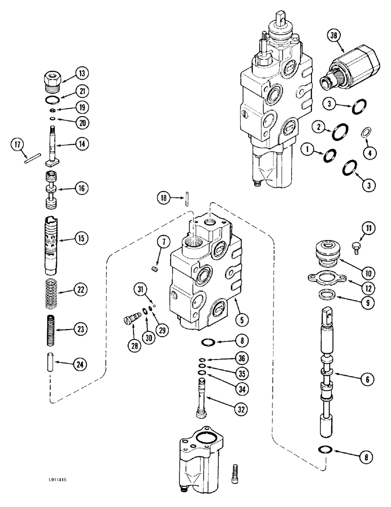Схема запчастей Case IH 9330 - (8-064) - PRIORITY REMOTE HYDRAULIC VALVE KIT, WITH LOAD CHECK (08) - HYDRAULICS