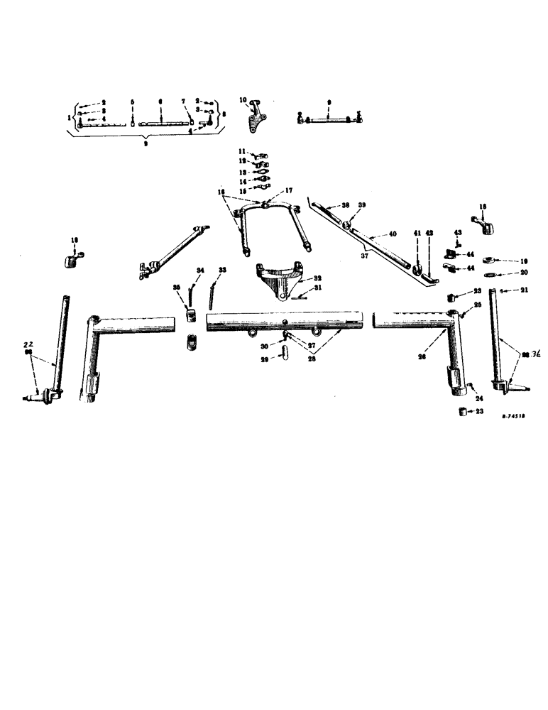 Схема запчастей Case IH 350 - (219) - CHASSIS, ADJUSTABLE FRONT AXLE, AUXILIARY STAY ROD, AND STEERING CONNECTIONS, HI-CLEAR TRACTORS (12) - CHASSIS