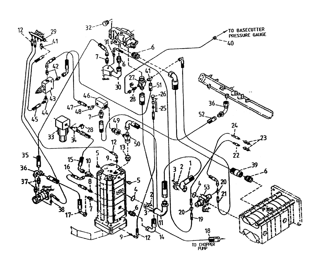 Схема запчастей Case IH 7000 - (B05-40A) - HYDRAULIC CIRCUIT, (FINNED ROLLER - UNDERSLUNG BASECUTTER) Hydraulic Components & Circuits